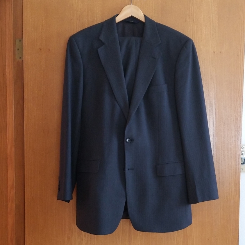 Brooks Brothers 2pc Dk Gray Wool Suit 41L 36W 31L